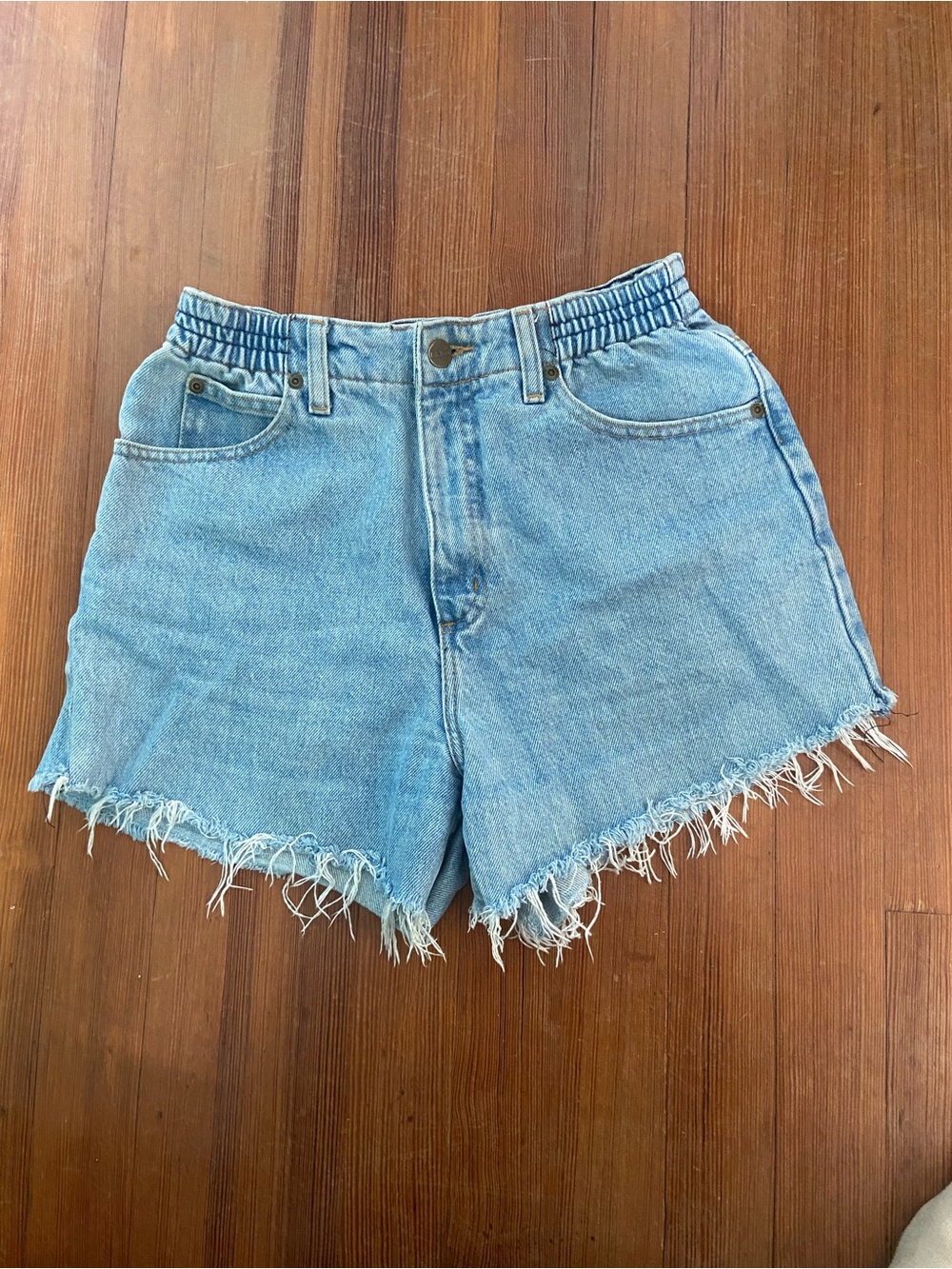 L.L. Bean Light Blue Denim Frayed-Hem Shorts